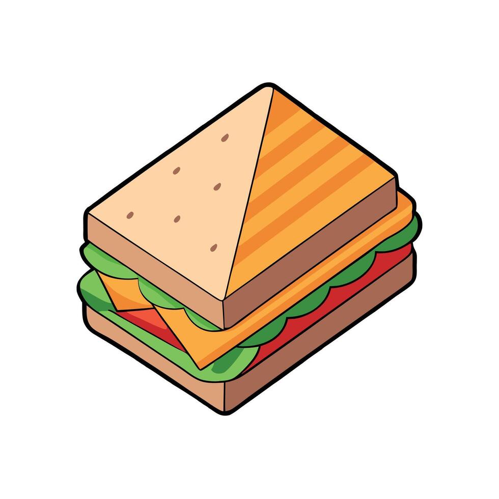Club sandwich top view full length on transparency background vector