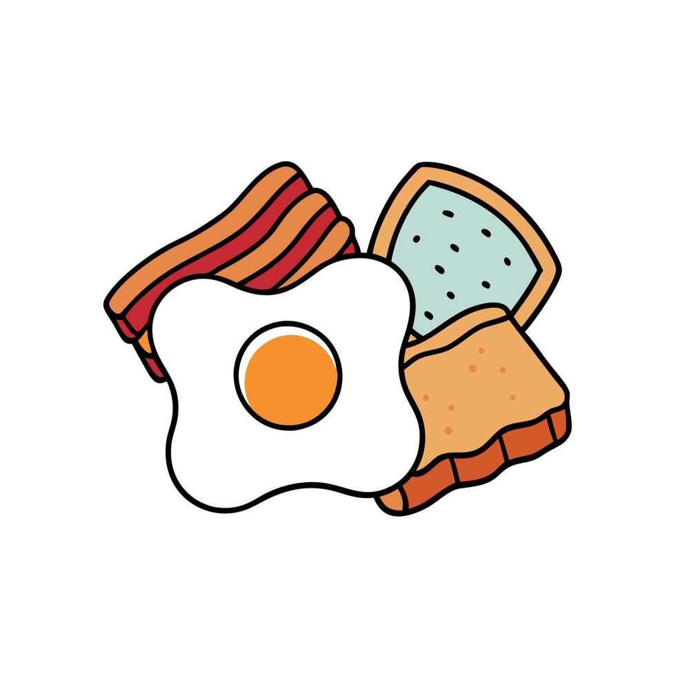Bacon and eggs on toast. delicious tasty food. perfect breakfast vector
