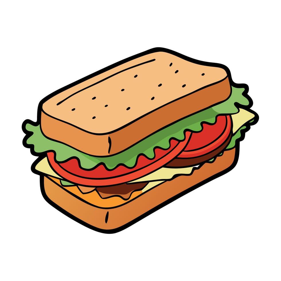 Delicious Grilled Sandwich with Bacon. Lettuce. Tomato and Onion vector