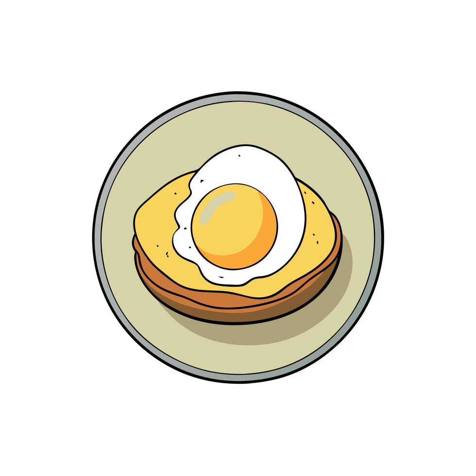 Breakfast with egg Benedict isolated top view on white background vector