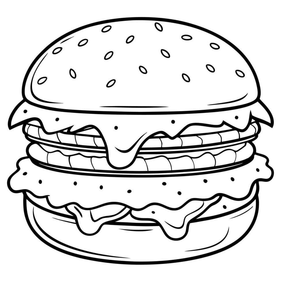 Delicious hot fattening cheeseburger on a bun with melted cheese vector