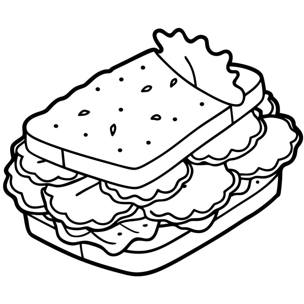 Close-up of ham. cottage cheese. veggie. and herb sandwiches. vector