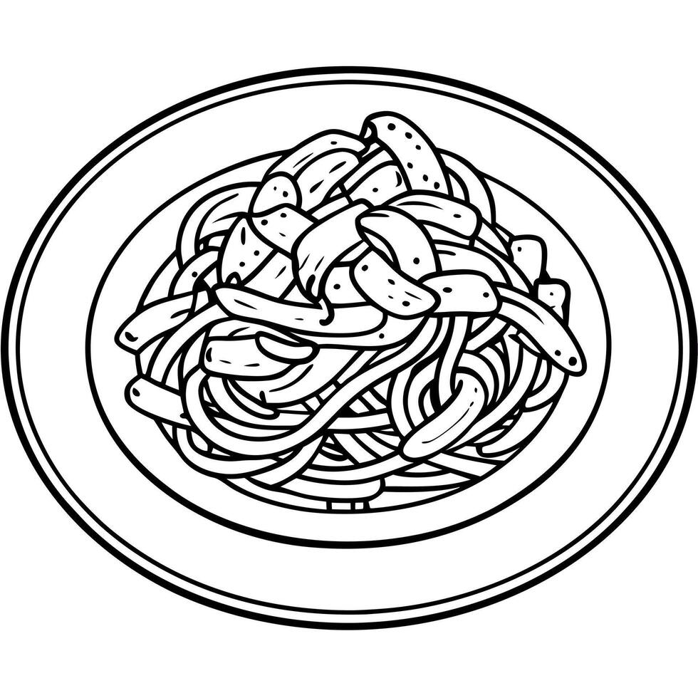A plate of appetizing Italian food pasta carbonara on the table vector