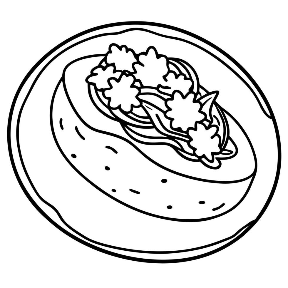 Baked stuffed potatoes with bacon. green onion and cheese. top view vector