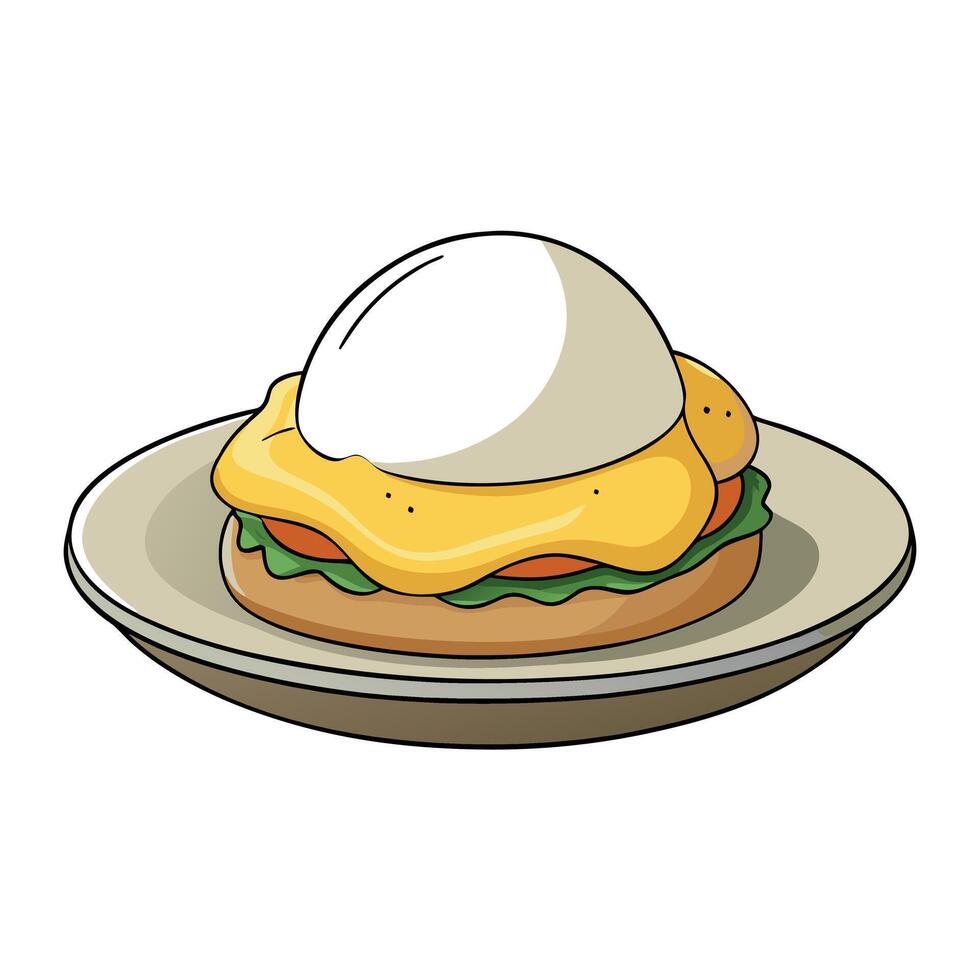 Classic eggs benedict dish. home cooked or restaurant menu dish. vector