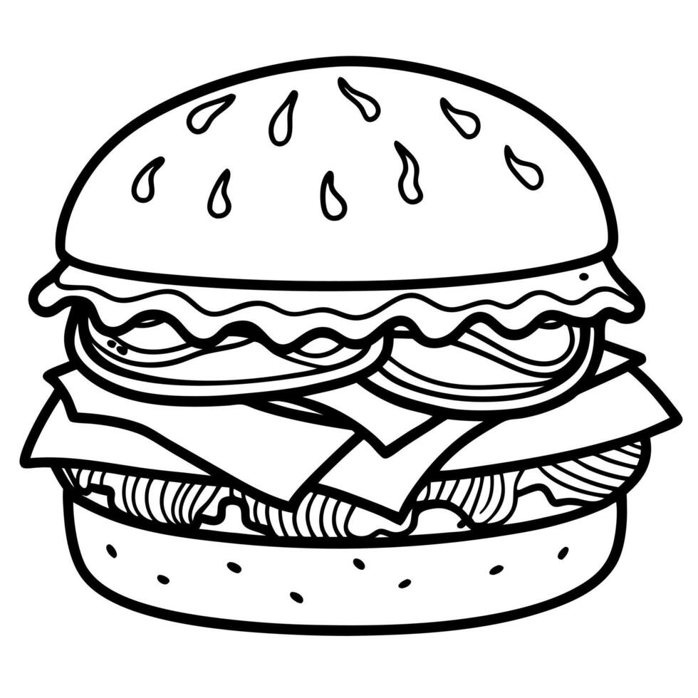 Dark food photo of a tasty burguer with cheese. onions and bacon vector