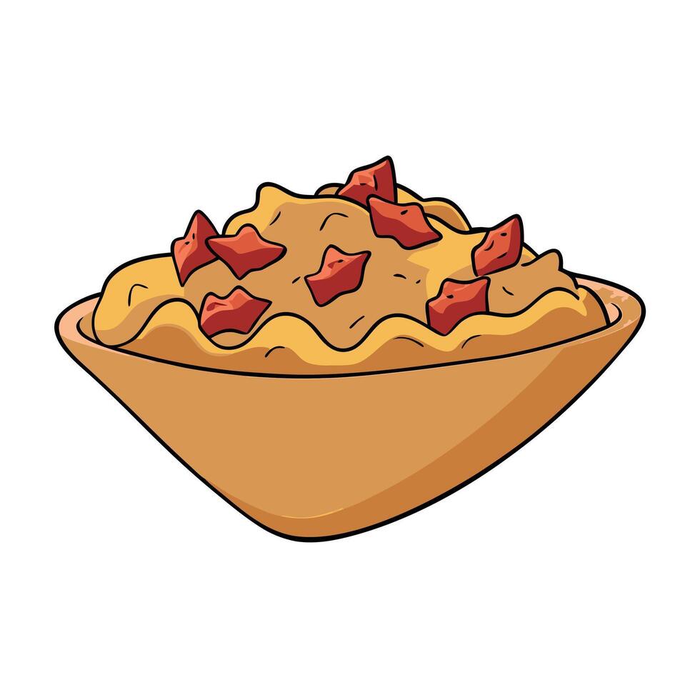 Loaded Cheesy Nachos Potato with Bacon Bits Isolated on White vector