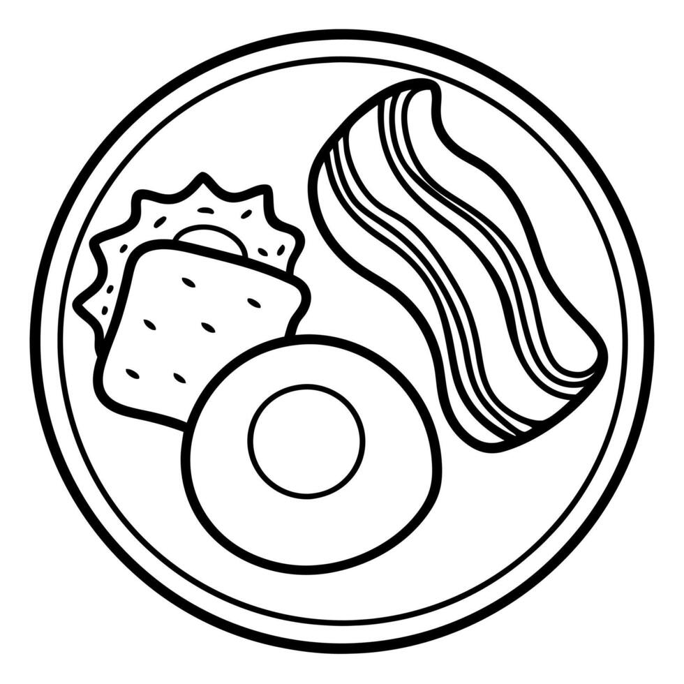 A classic American breakfast of fried egg. bacon. and ketchup. vector