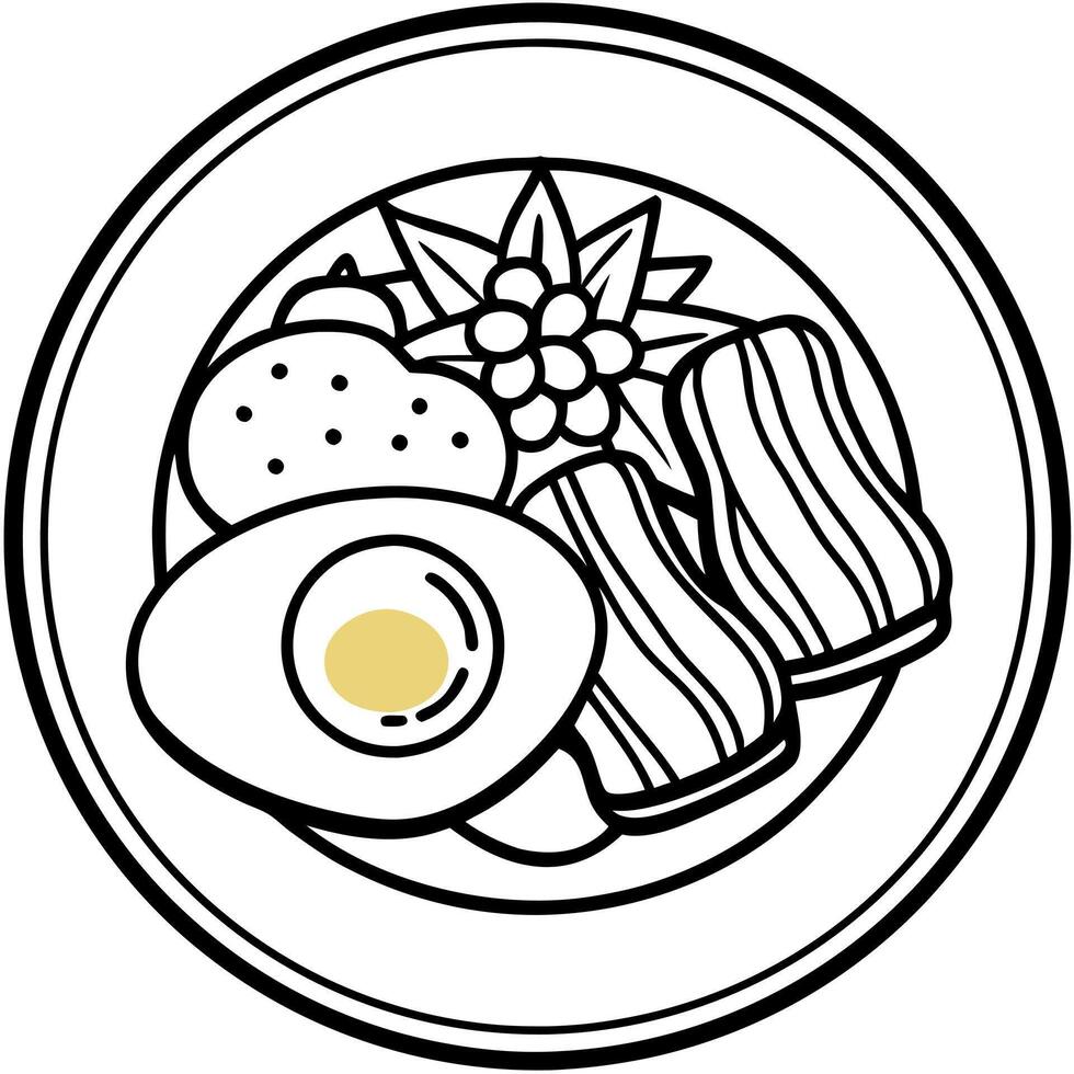 Classic English Breakfast with Fried Eggs. Bacon and Baked Beans vector
