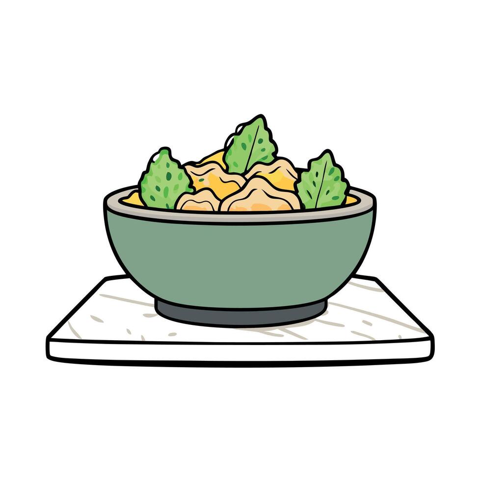 Juicy caesar salad on a marble slab against a dark background vector