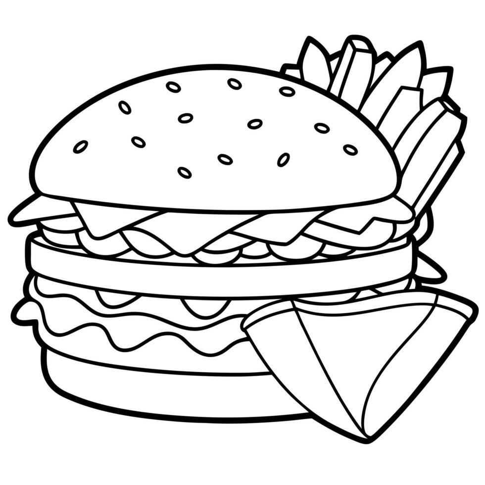 Homemade cheese smash burger with lettuce tomato and fries vector
