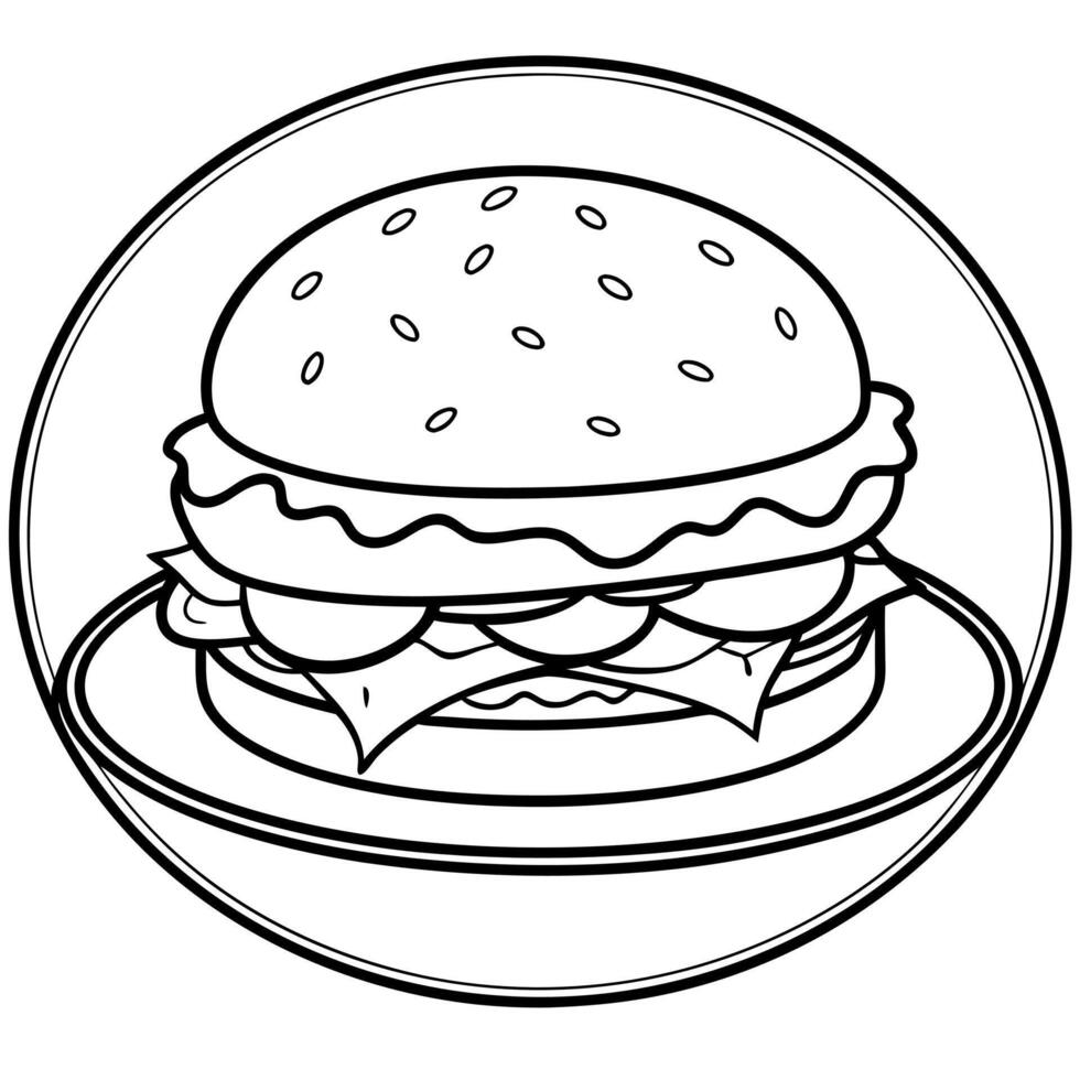 Hamburger on a plate. close up scene. kitchen background vector