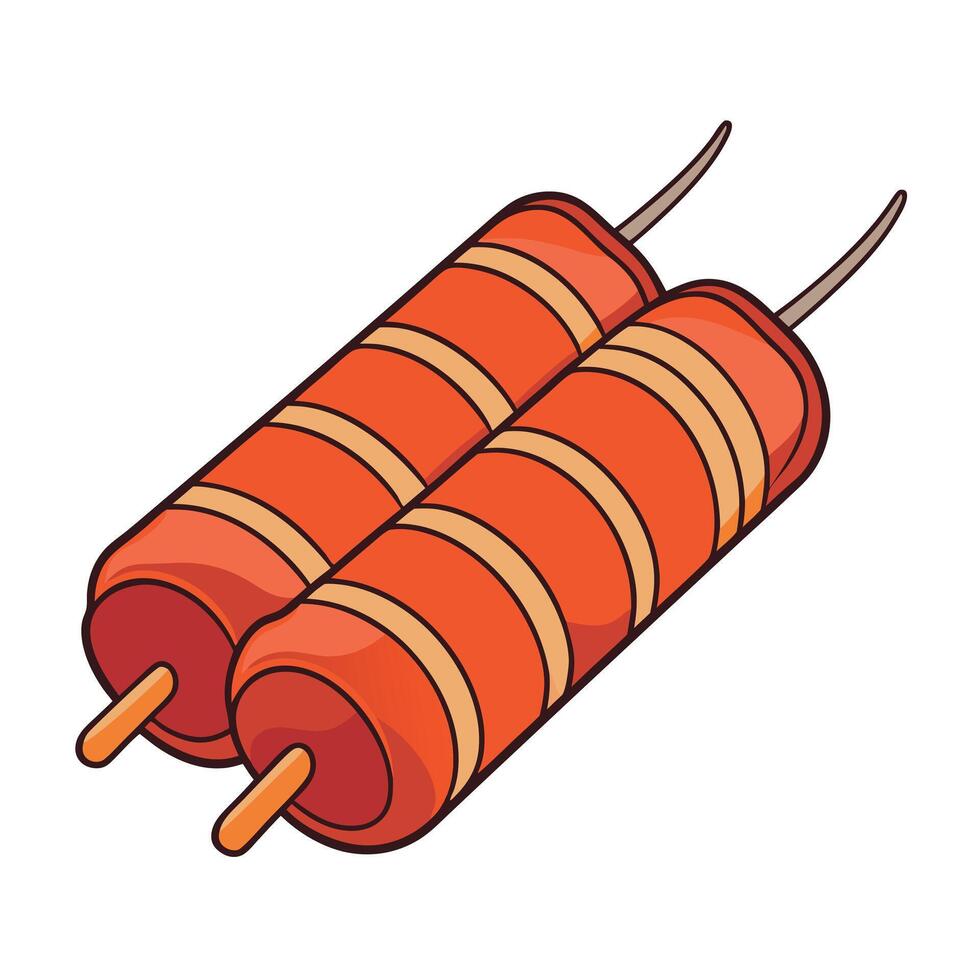 Bacon wrapped hot dogs isolated on transparent background. vector