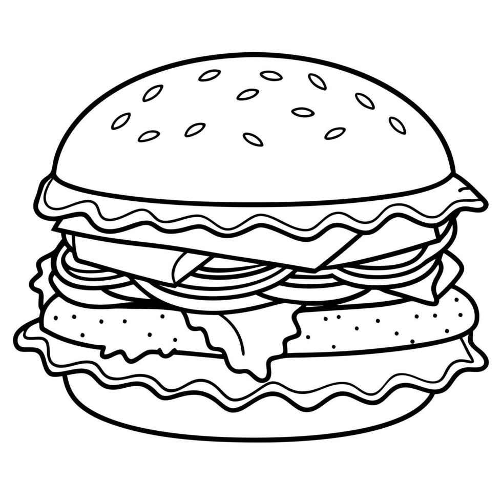 Delicious bacon cheese burger hamburger on white background vector