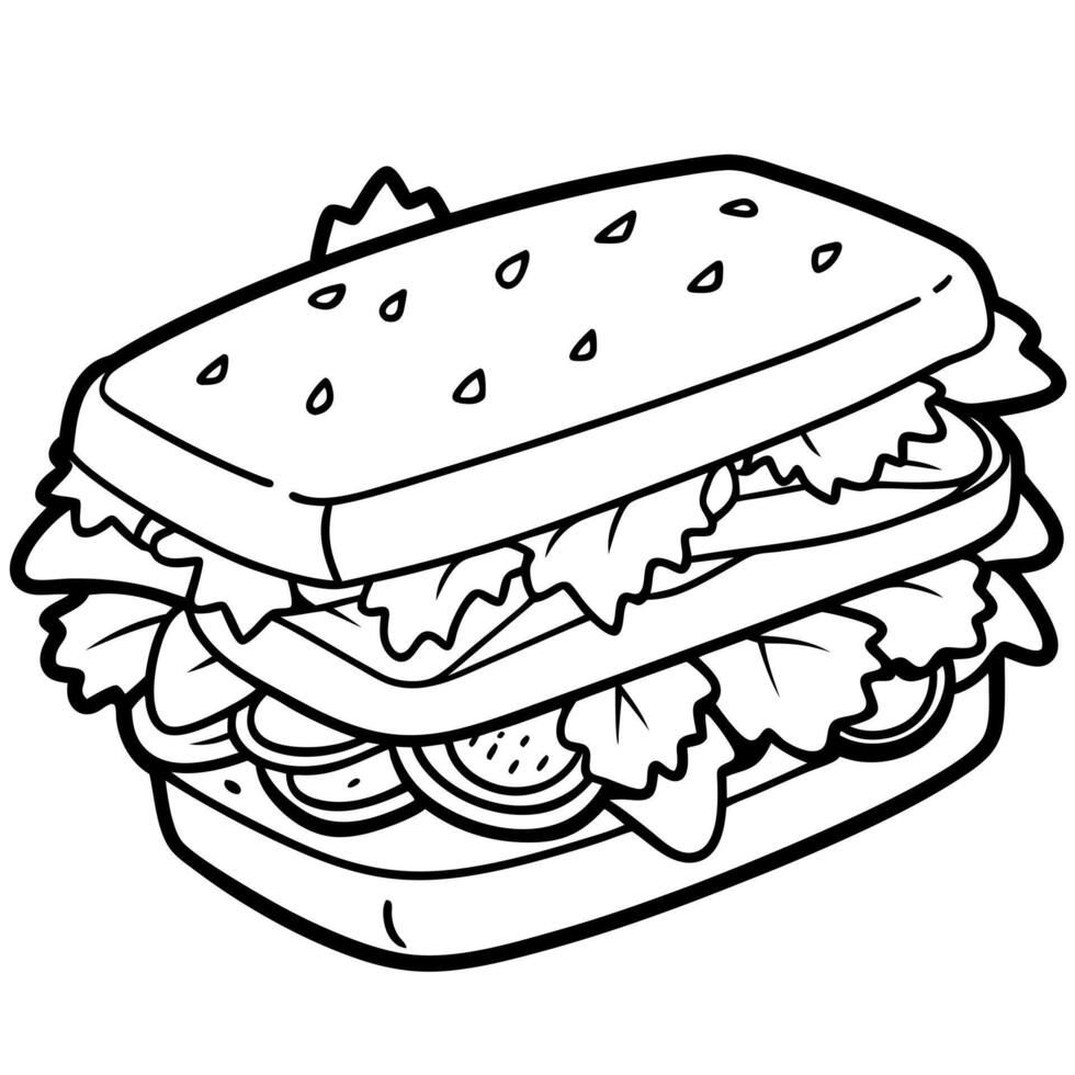 Delicious sandwich with meat. lettuce. cheese and tomatoes vector