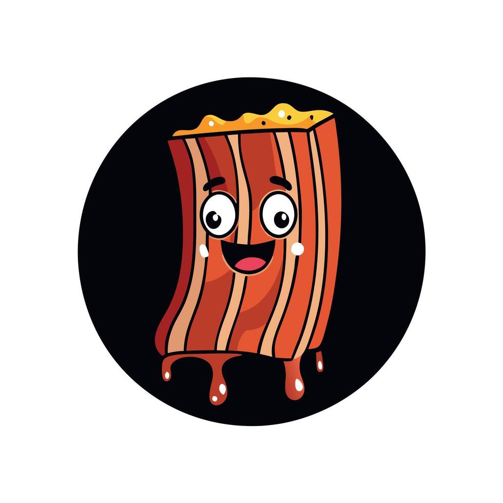 Crispy bacon with melted oil on black and blurry background vector