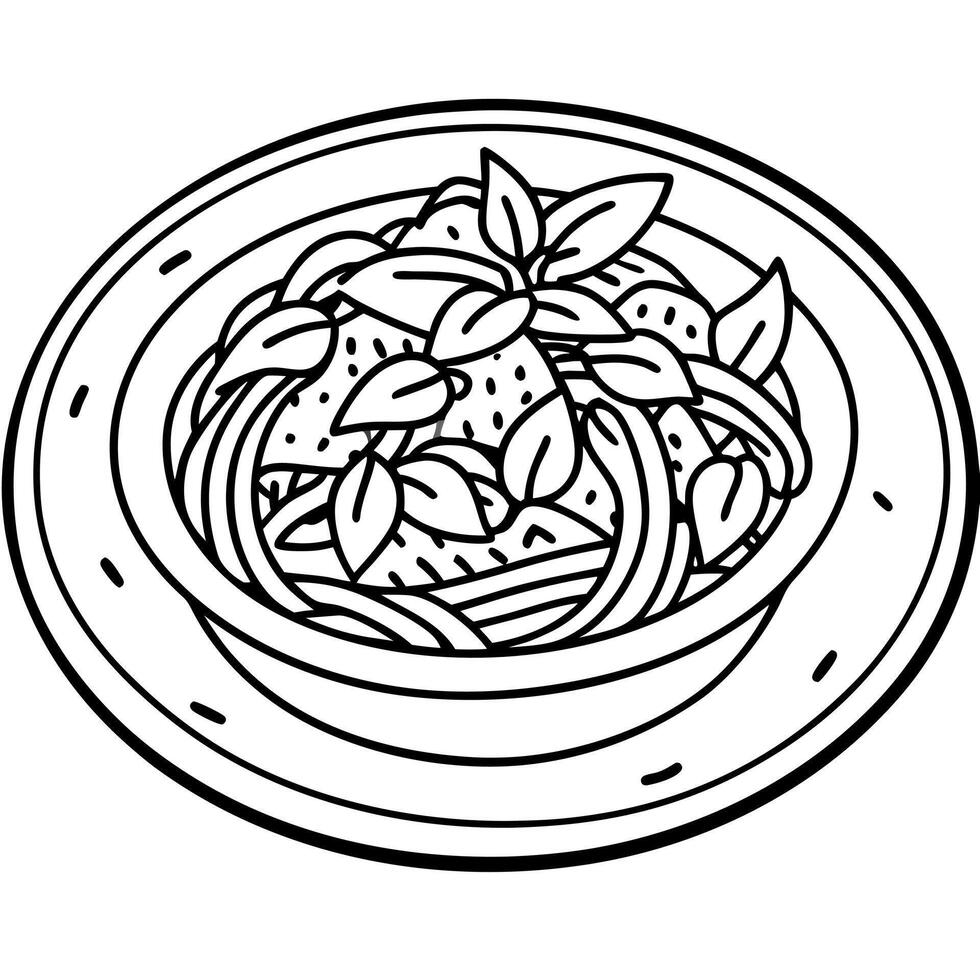 Delicious pasta dish with a vibrant sauce and fresh herbs vector
