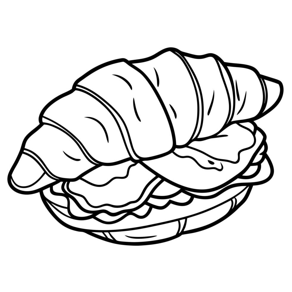 Crispy bacon croissant sandwich on a transparent background vector