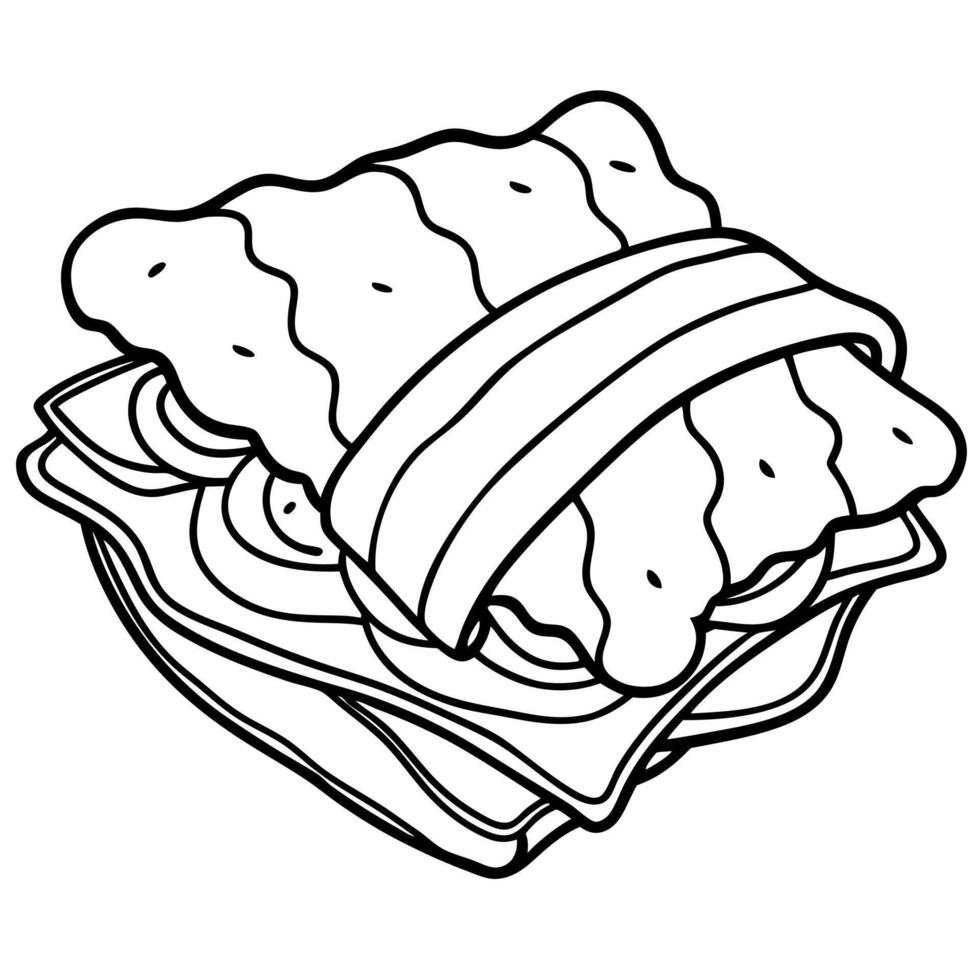 Crunchy bacon Omelet croissant sandwich on white background vector
