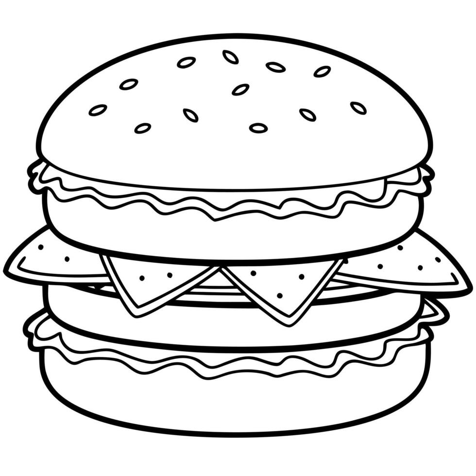 A large hamburger with two patties and a slice of cheese on top vector