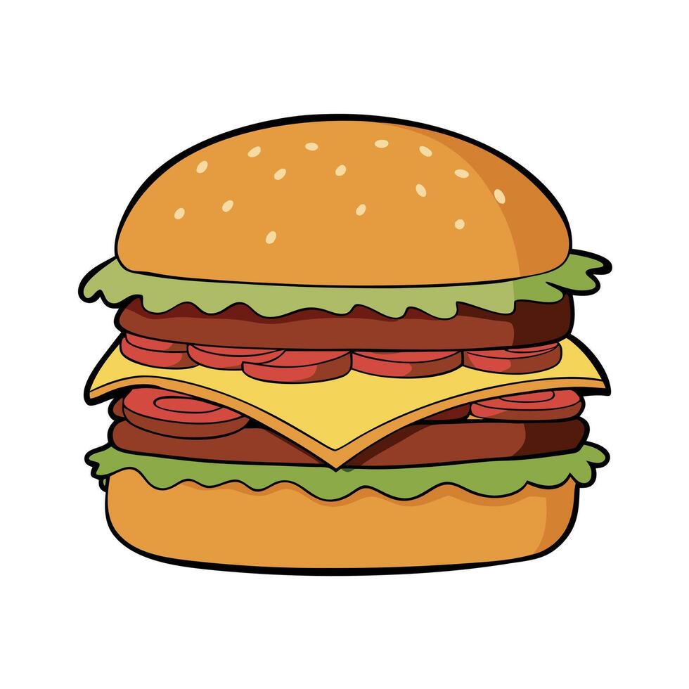 Double cheeseburger with bacon. with transparencies. format vector