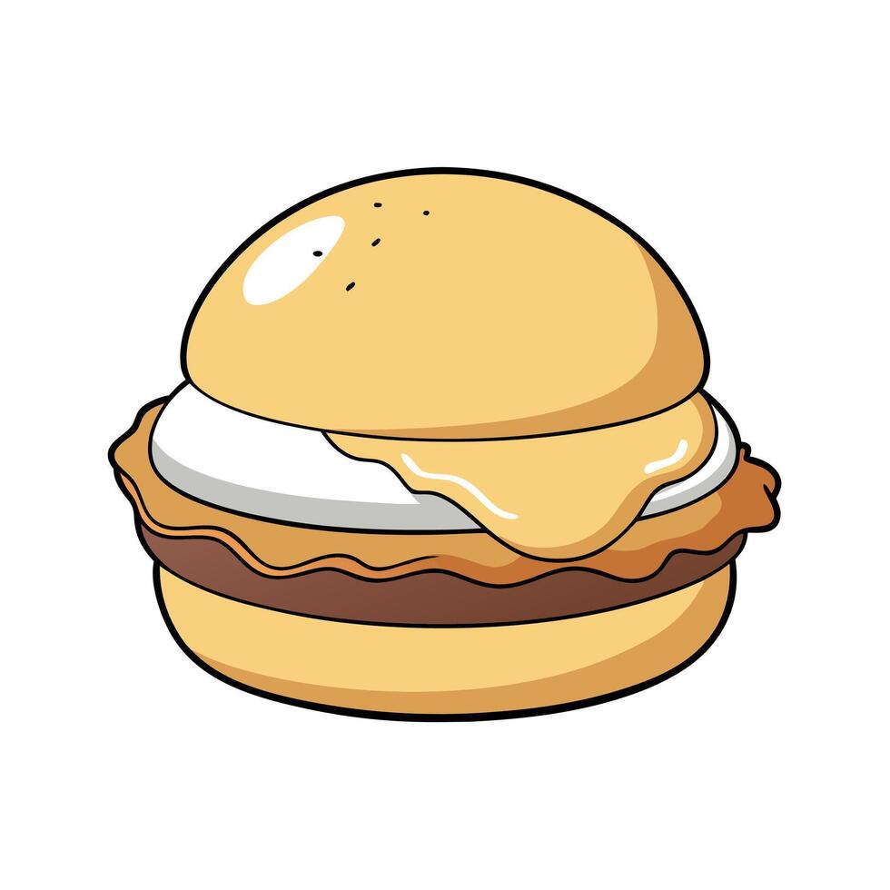 Eggs benedict burger isolated on a transparent background vector