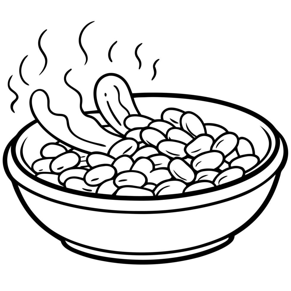 Baked beans with chunks of smoky bacon. a classic comfort food vector