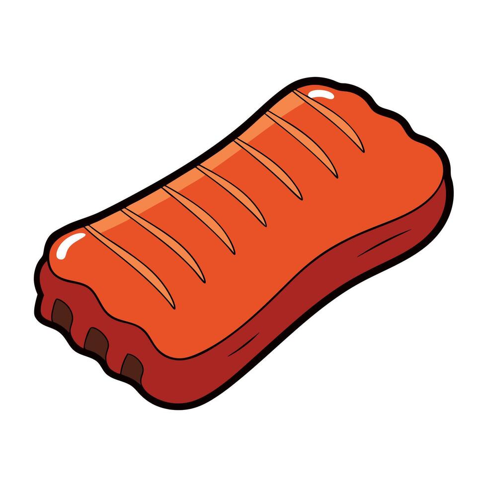Grilled pork ribs isolated on transparent a white background vector