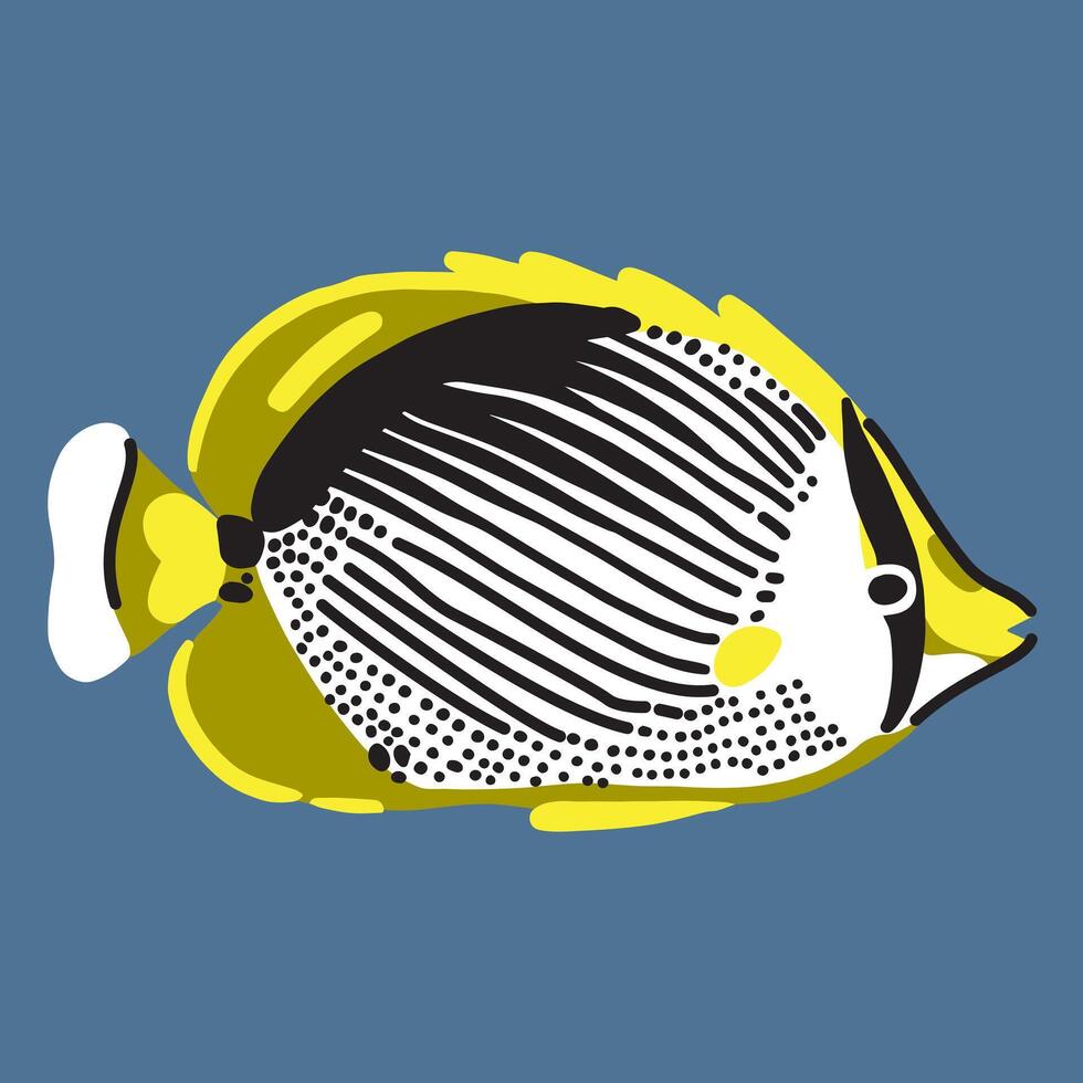 illustration of smudged and spotted blackback butterflyfish vector