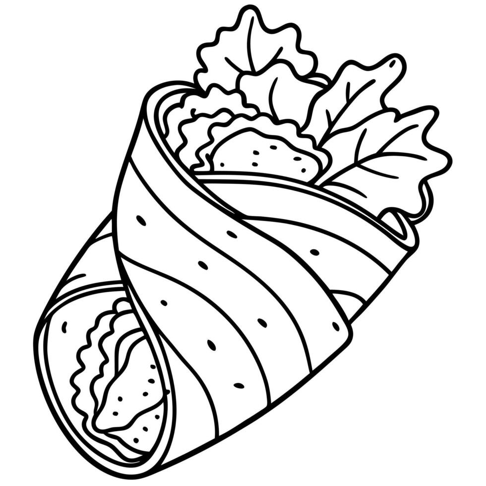 Air fryer tortilla chicken strip ranch wrap with bacon lettuce and tomatoes vector