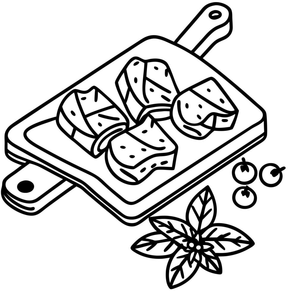 Chopped mutton pieces on a wooden chopping board with fresh spices and herbs vector