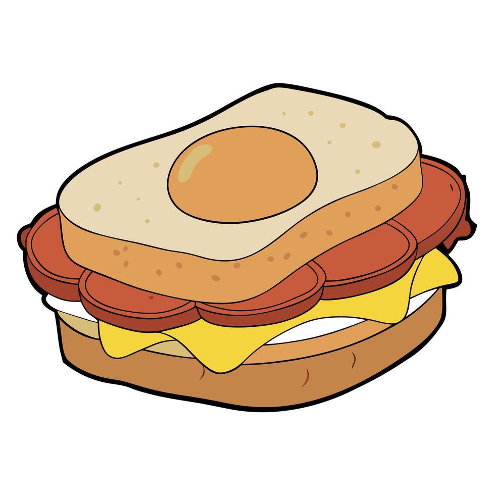Breakfast sandwich with bacon cheese and egg transparent background clipart vector