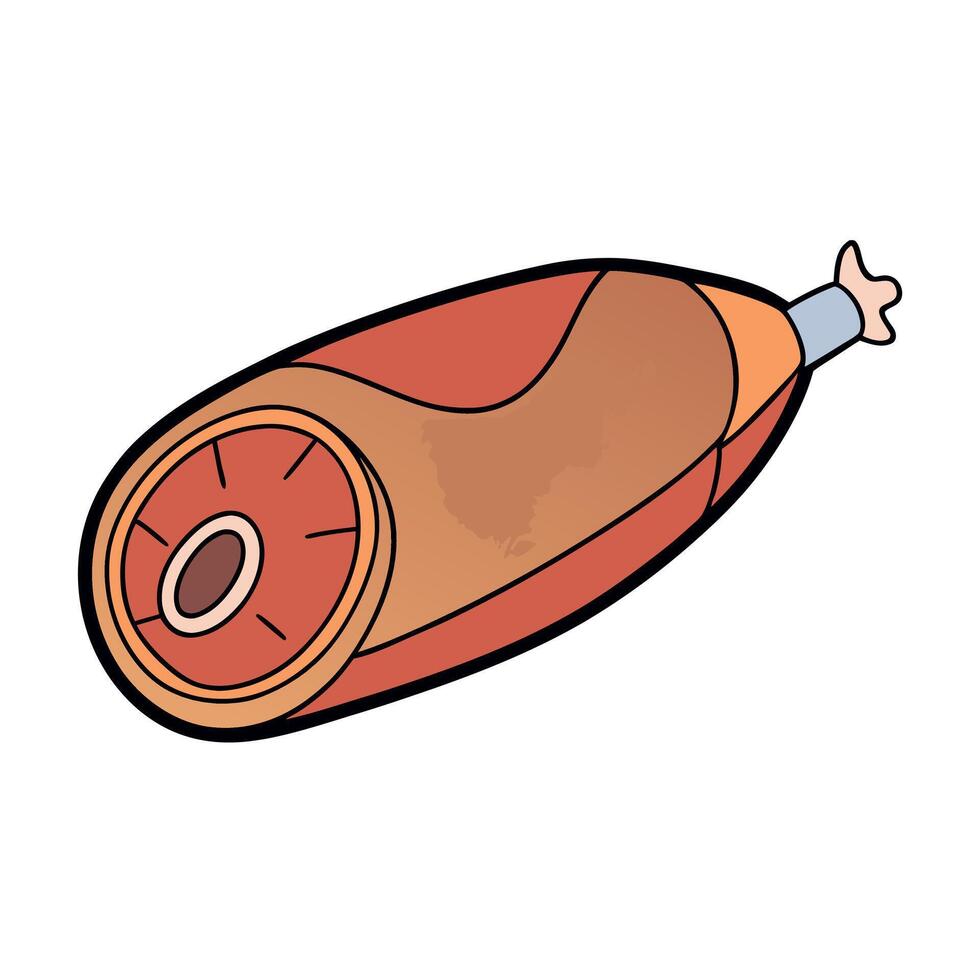 Italian or Spanish cured ham on dark surface Overhead view with empty space vector