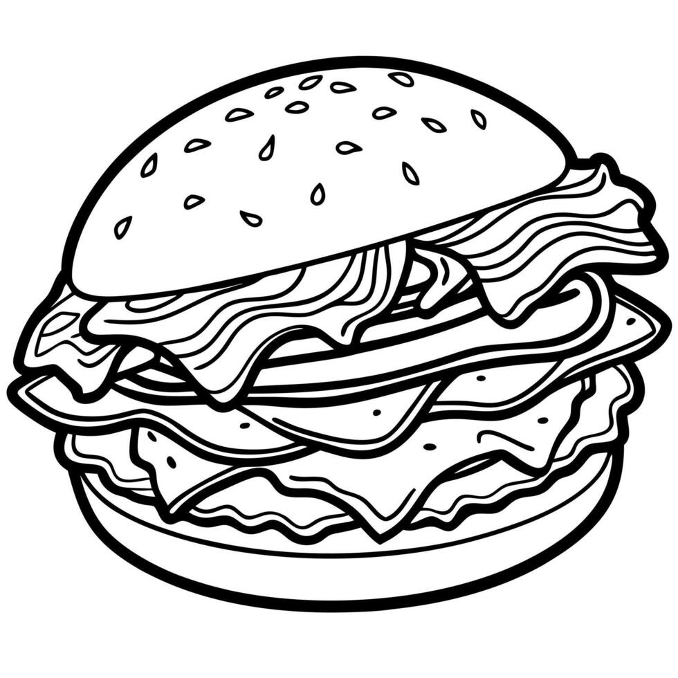Juicy Gourmet Burger with Crispy Bacon and Lettuce Against Black Background vector