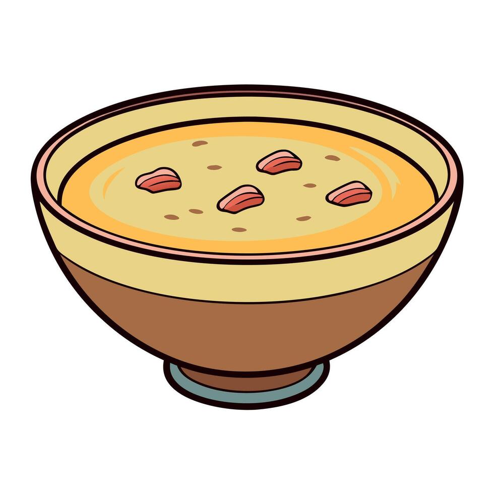 Creamy Potato Soup With Bacon and Chives. Ready for Dinner vector