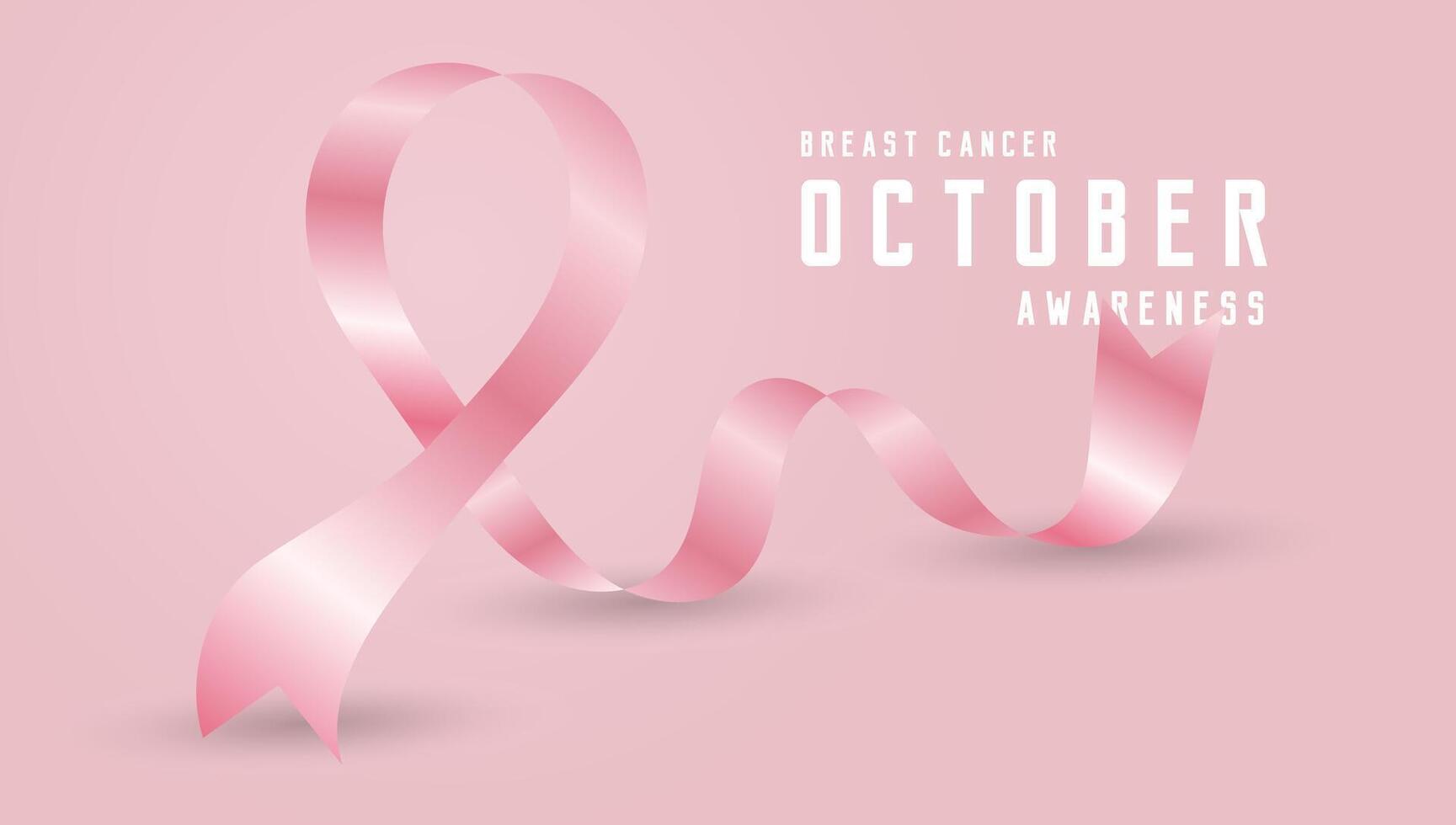 Breast Cancer Awareness banner concept design with gradient ribbons, on pink Background, backdrop, and A pink Heart ribbon with text Breast ancer awareness vector