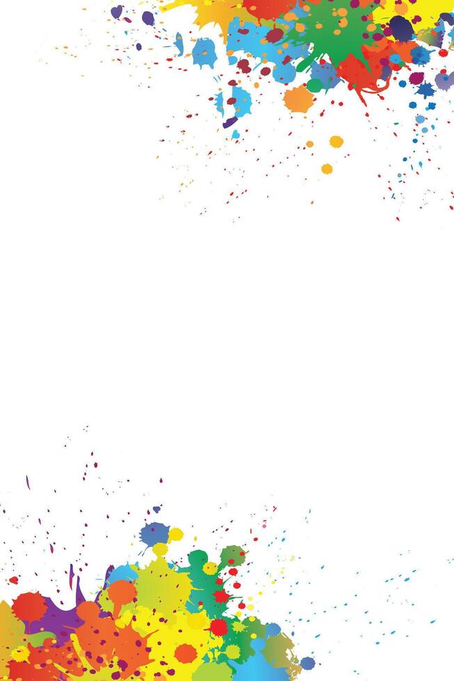 Colorful spot paint splash and spray on white vertical background vector