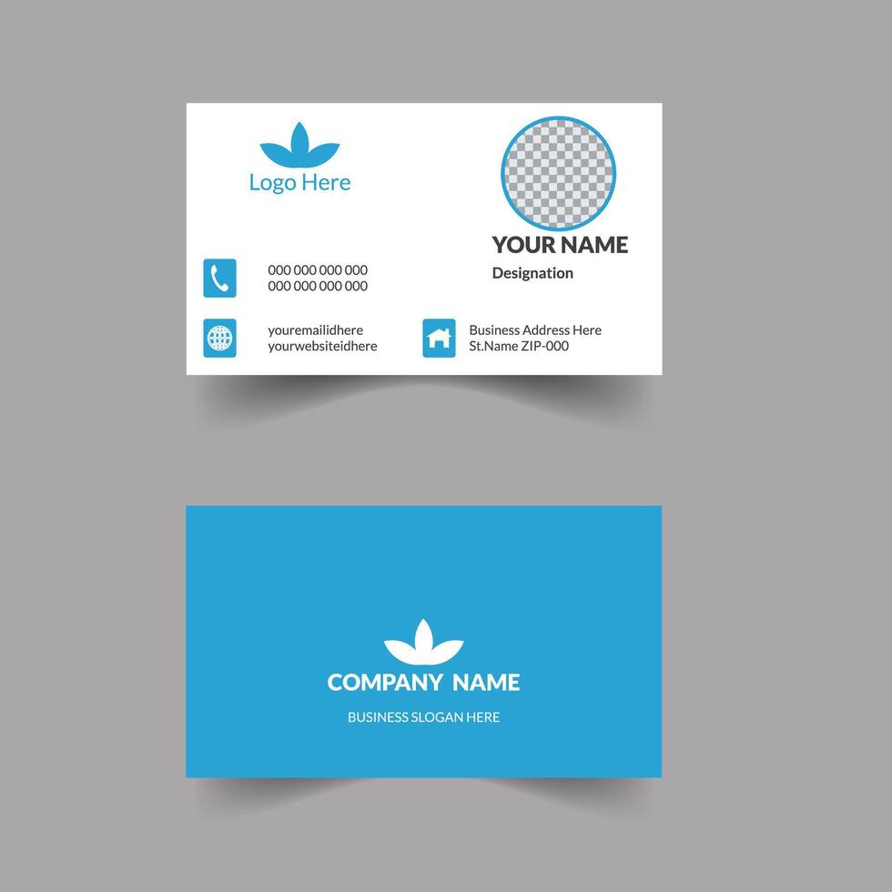 Business Card Design white blue editable visiting card vector