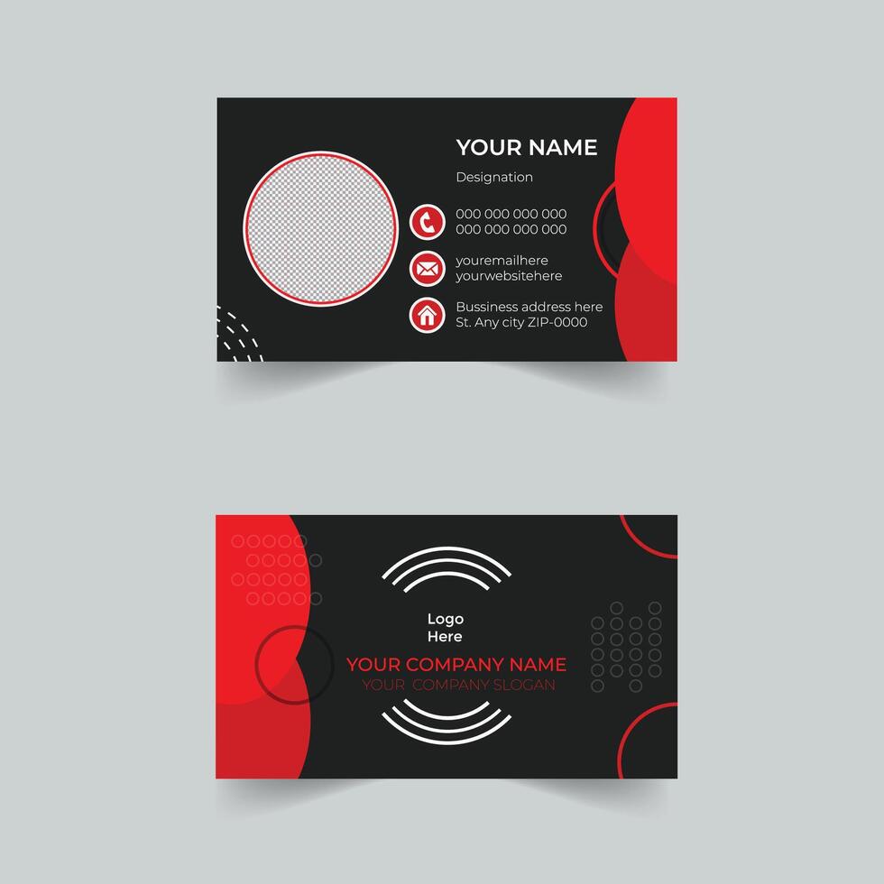 Business Card Design red white template vector