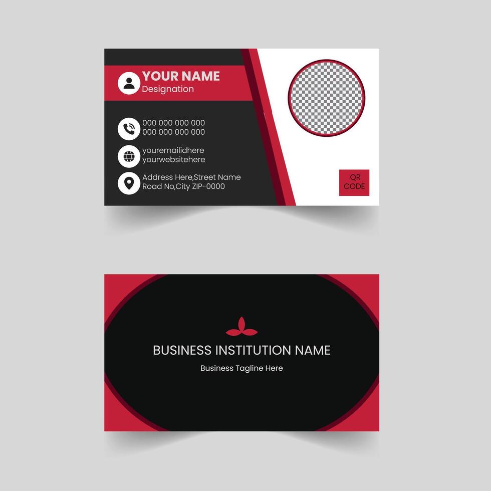 Business Card Design black and red print design vector