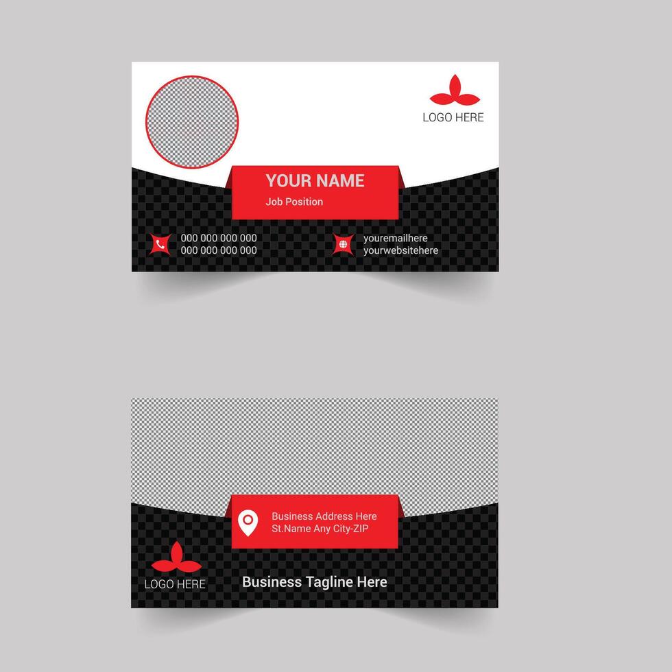 Business Card Design red and black vector