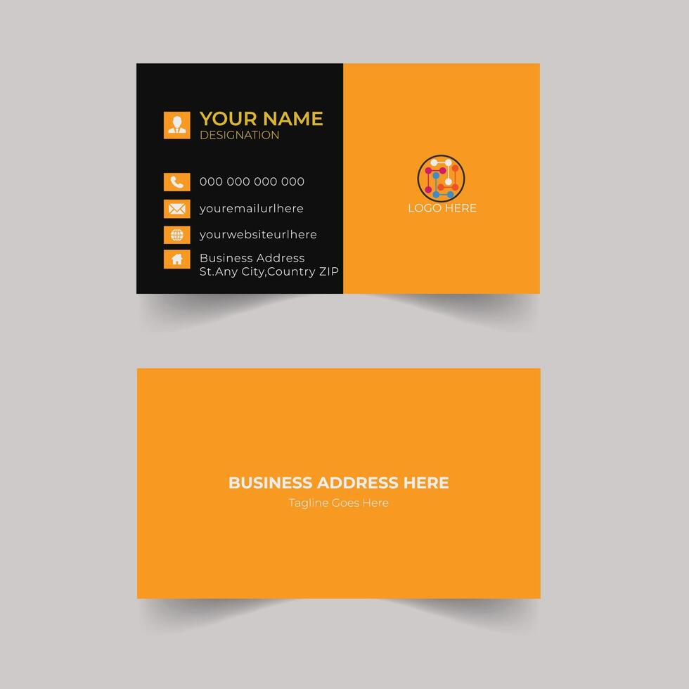 Business Card Design yellow Black Modern Professional Template Elegant Modern Recent Creative Corporate Present Design Luaury Personal visiting company Futuristic Double-sided vector