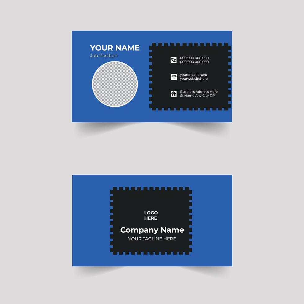 Business Card Design Modern black blue Professional Template Elegant Modern Recent Creative Corporate Present Design Luaury Fleshpots Personal visiting card company Futuristic Double-sided vector