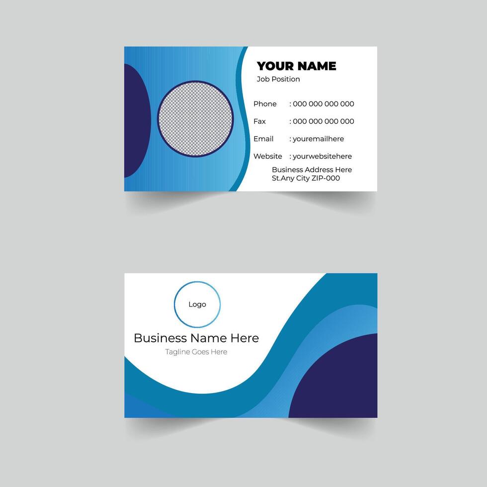 Business Card Design blue white Creative Corporate Red White Present Design Elegant Modern Luxury Fleshpots Personal visiting card company Futuristic Double-sided Modern Professional Template vector