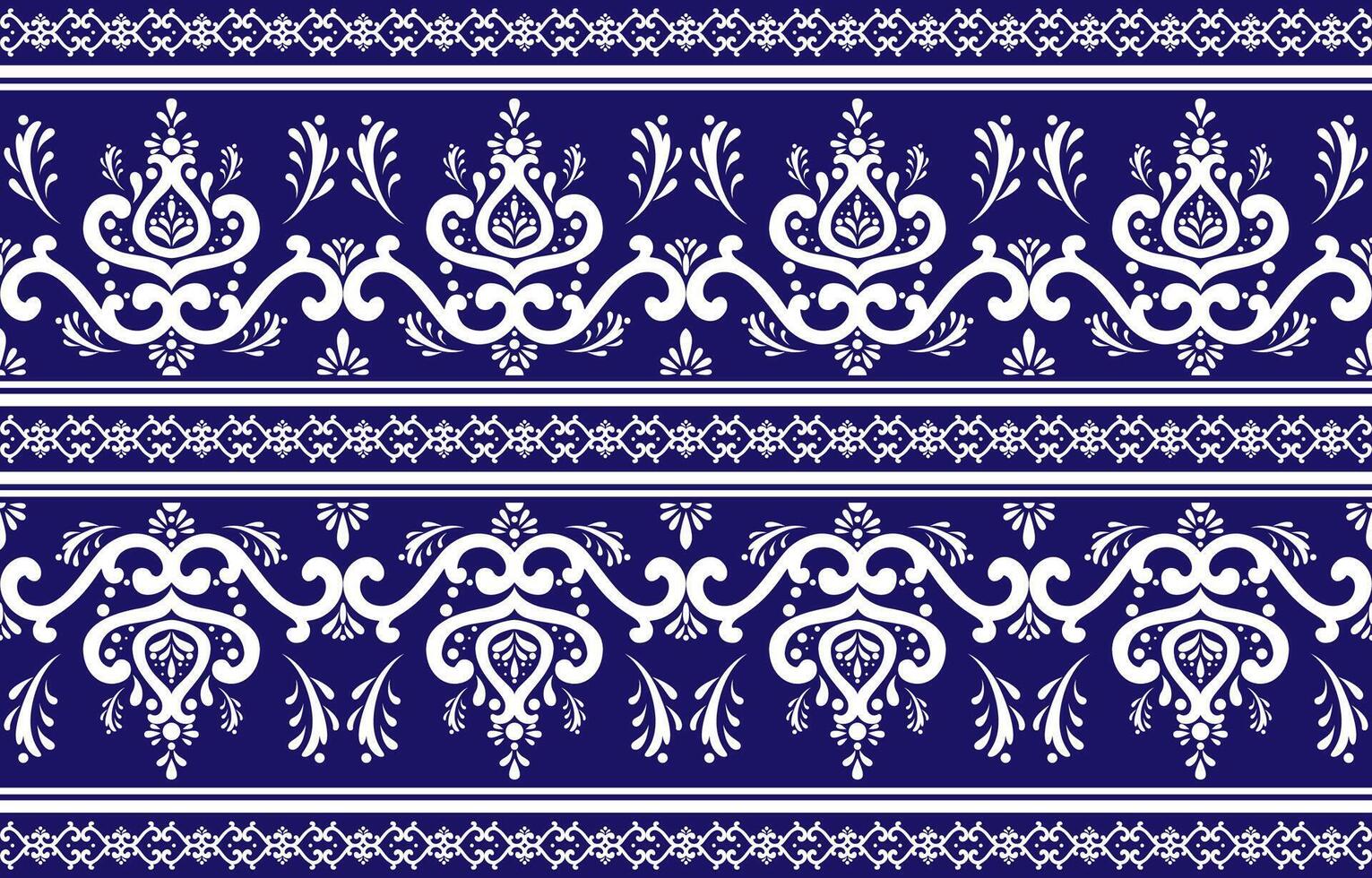 Ethnic pattern. Native fabric pattern consisting of white patterns and a blue background. Design for indigenous style, fabric, boho, carpet, ikat, tribal, batik, , illustration. vector