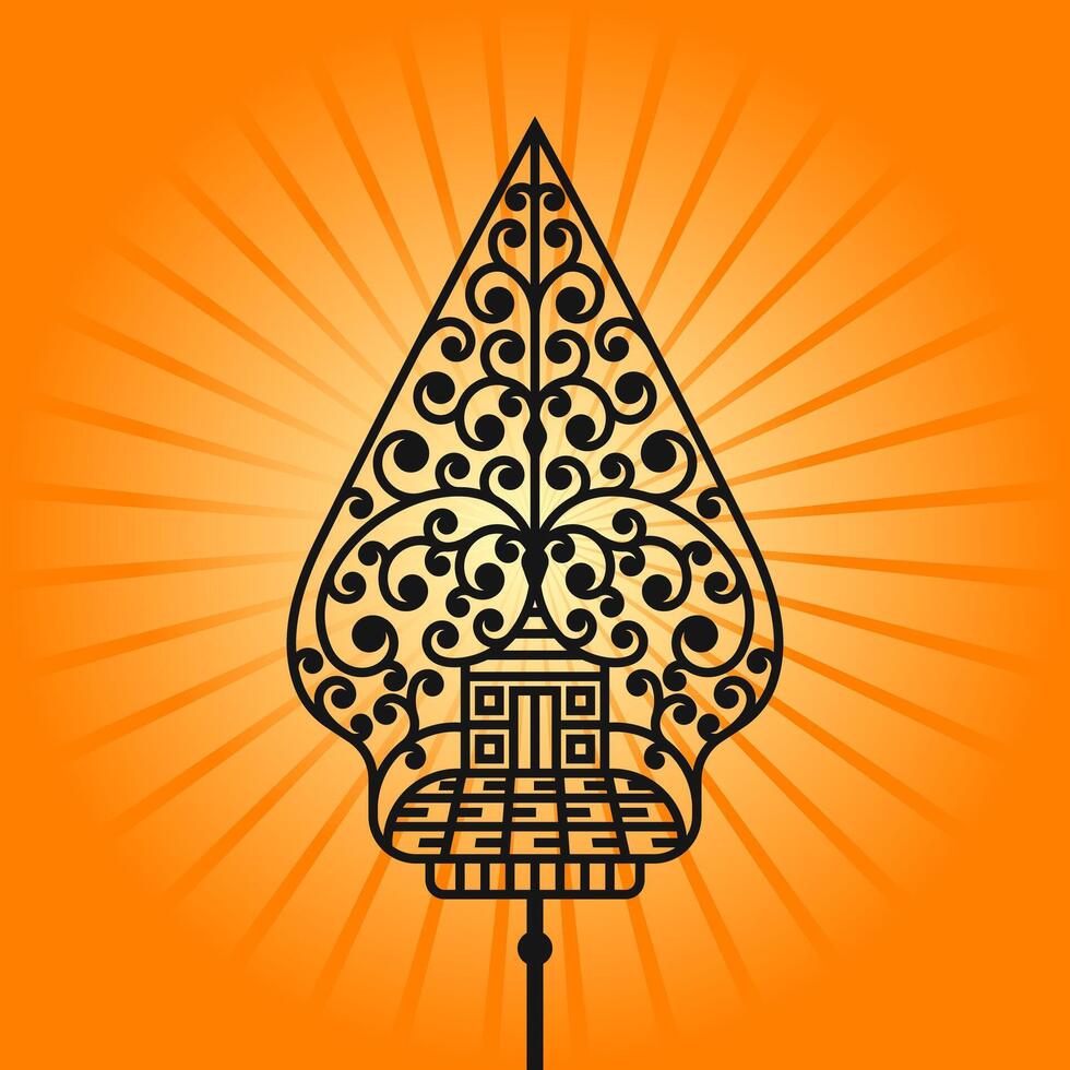 Illustration graphic of javanesse culture gunungan wayang vector