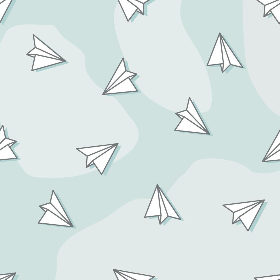 Paperplane pattern background in blue background vector