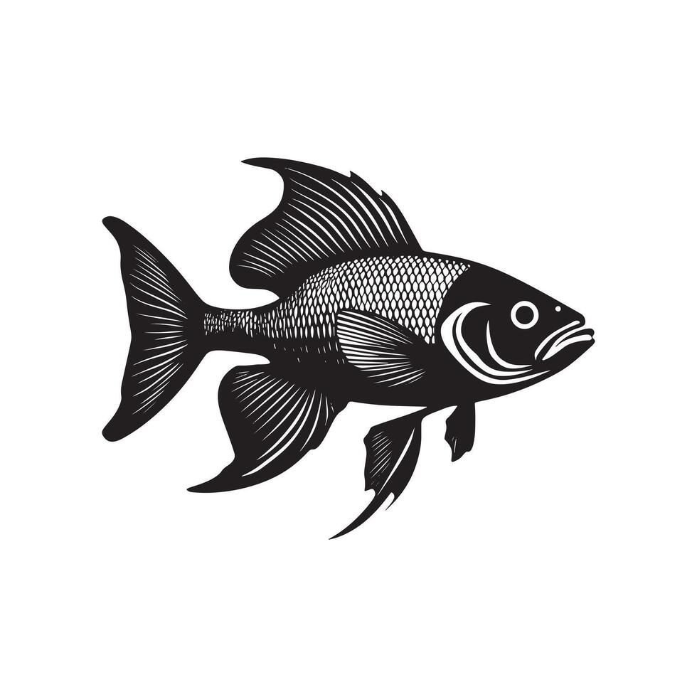 Sleek and Stylish Fish Silhouette Art vector