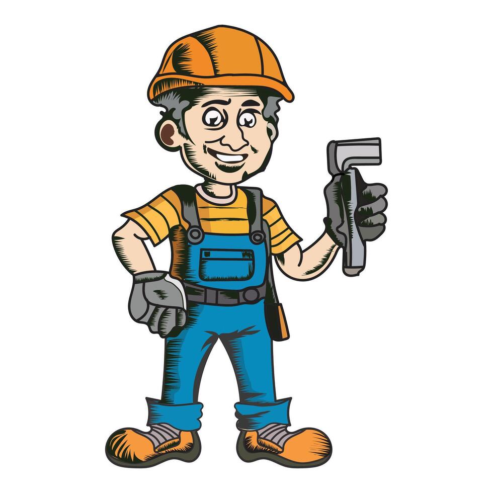 Professional Mechanic man with tools illustration design vector