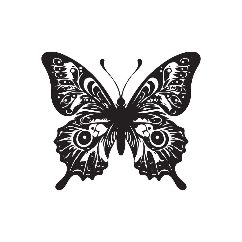 Graceful Butterfly Silhouette for Nature-Inspired Art vector